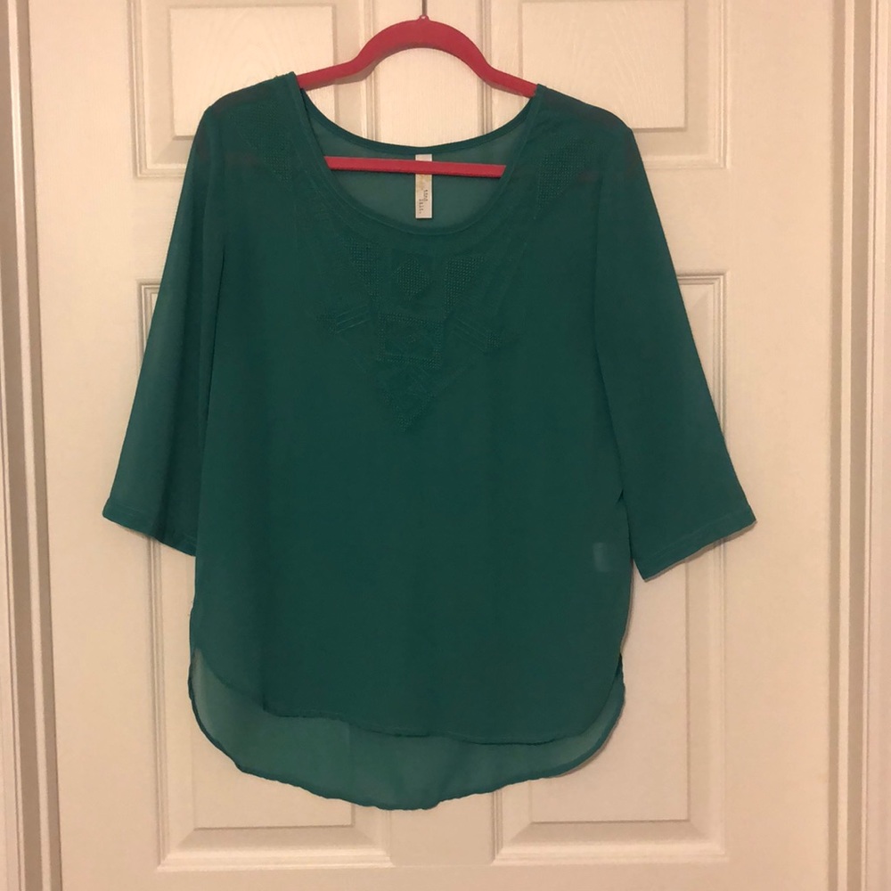 Beautiful Emerald Green Sheer Tunic